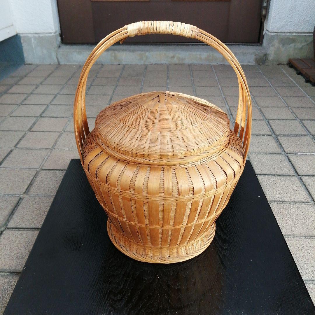 竹籠　丸型手提げ籠　35cm