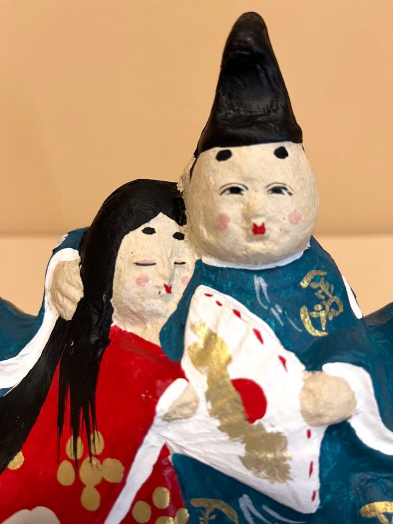 六原張子　肩寄雛　ひな人形　岩手花巻市　木製台付　希少　カップル雛　逸品　お雛様