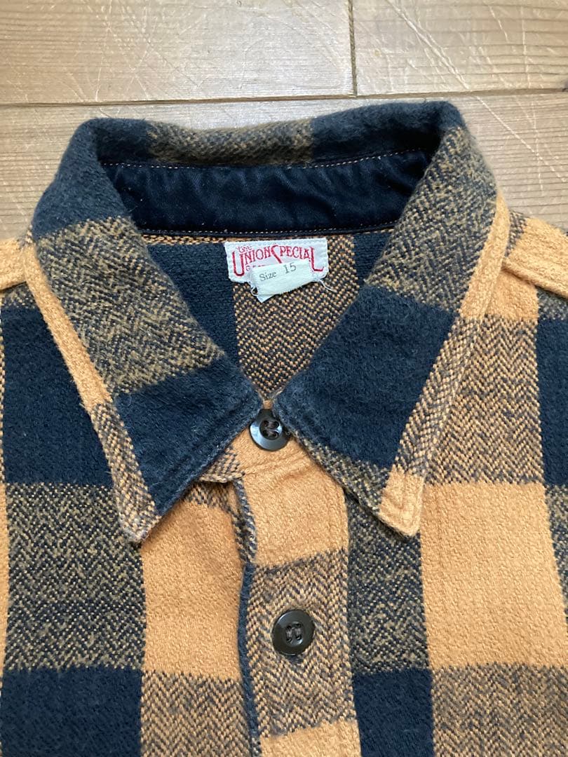 フリーホイーラーズUNION SPECIAL ネルシャツ 15 黄色×黒色