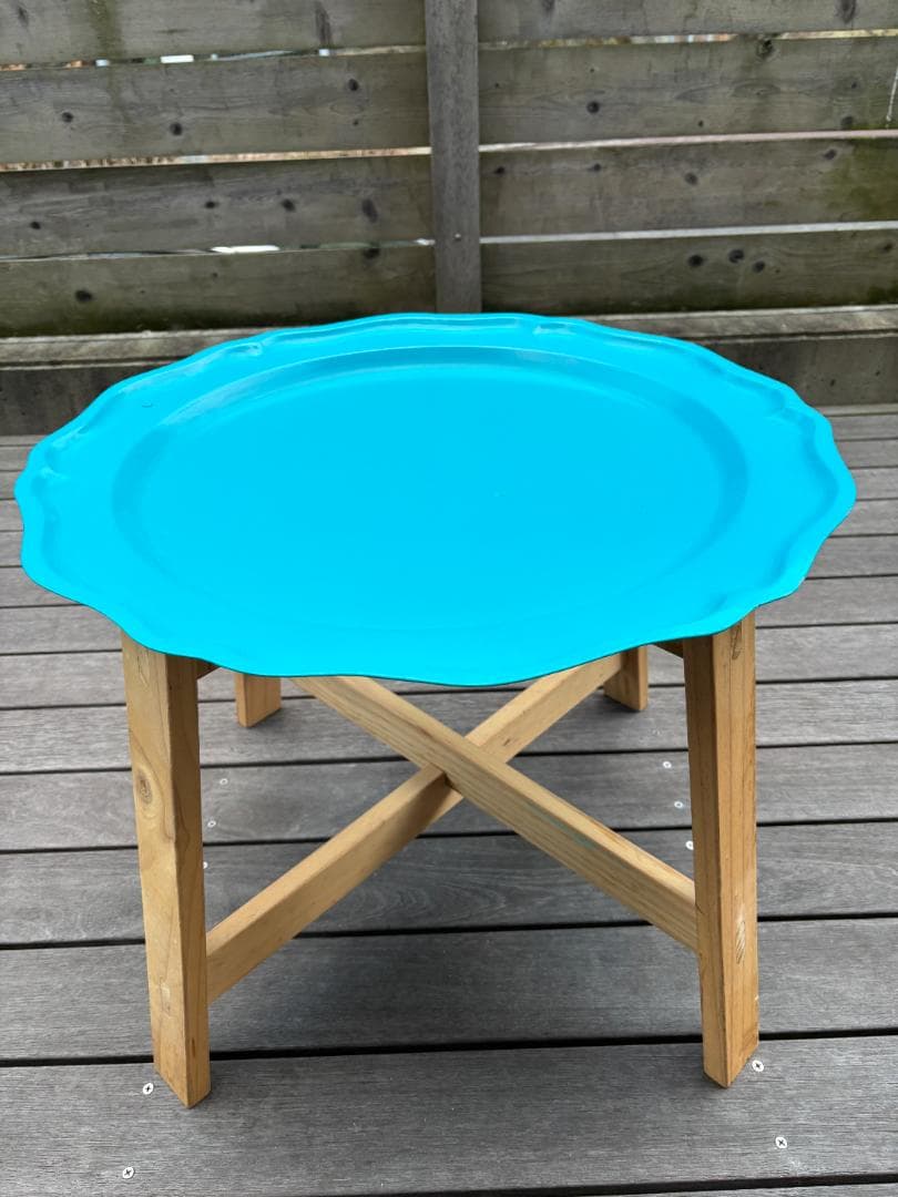 【IKEA　北欧・モロッコ風】トレイテーブル 折りたたみ ターコイズブルー