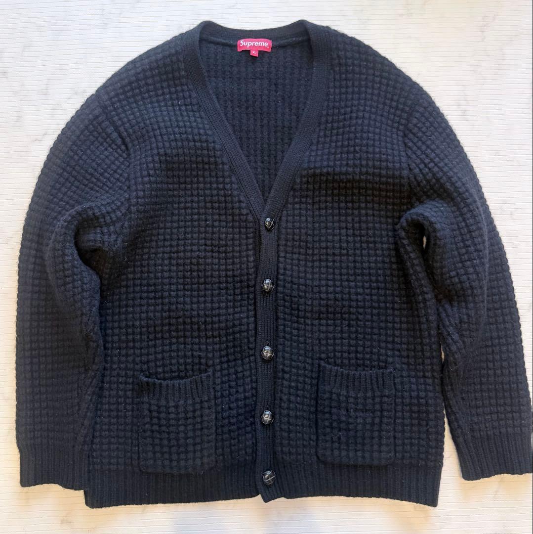 supreme シュプリーム Waffle Knit Cardigan 黒　XL