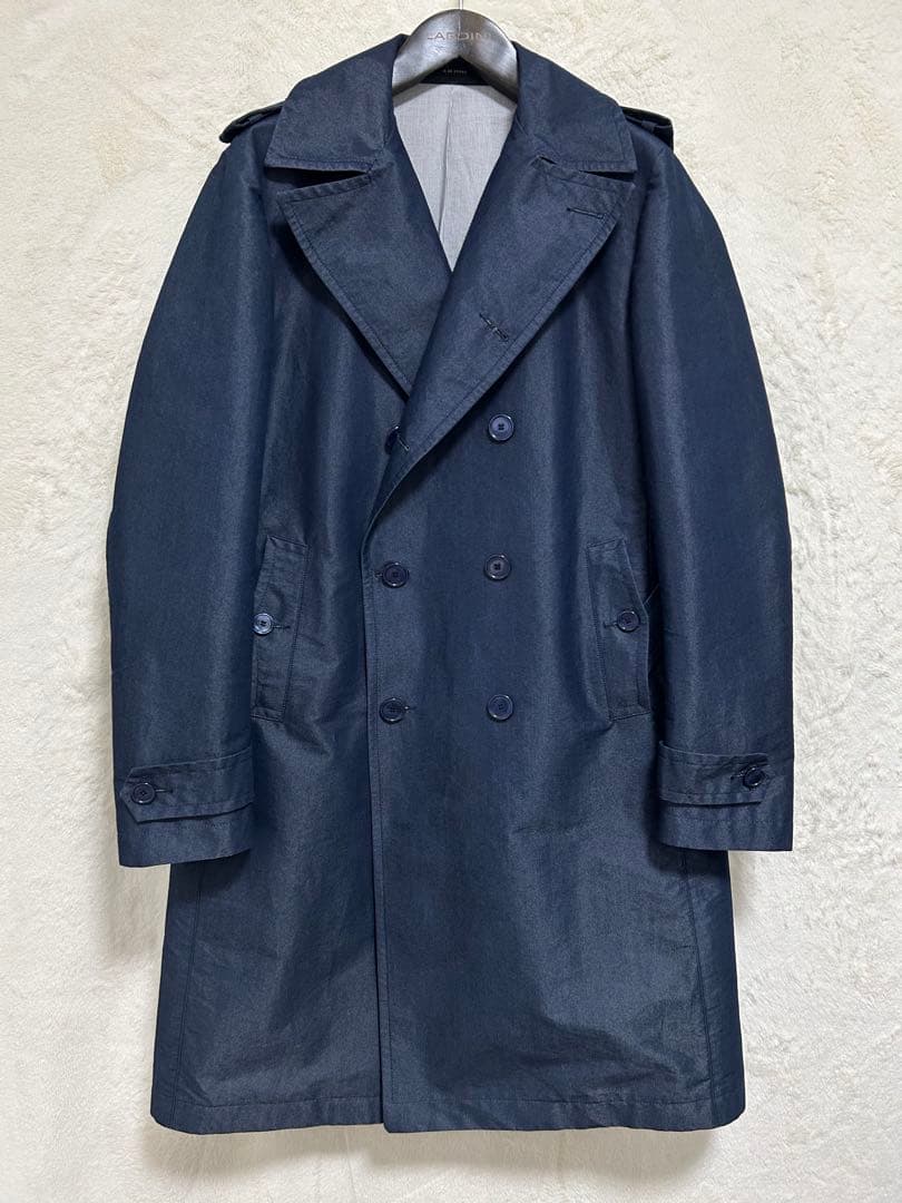 【極美品】TAGLIATORE メンズ トレンチコート 50 LL 薄ネイビー