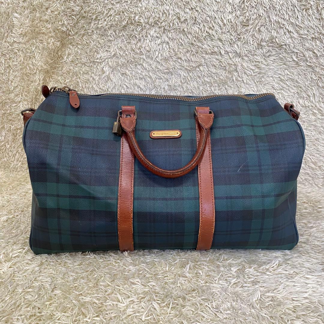 ポロラルフローレン　タータンチェック　2way　ボストンバッグ　グリーン　大容量