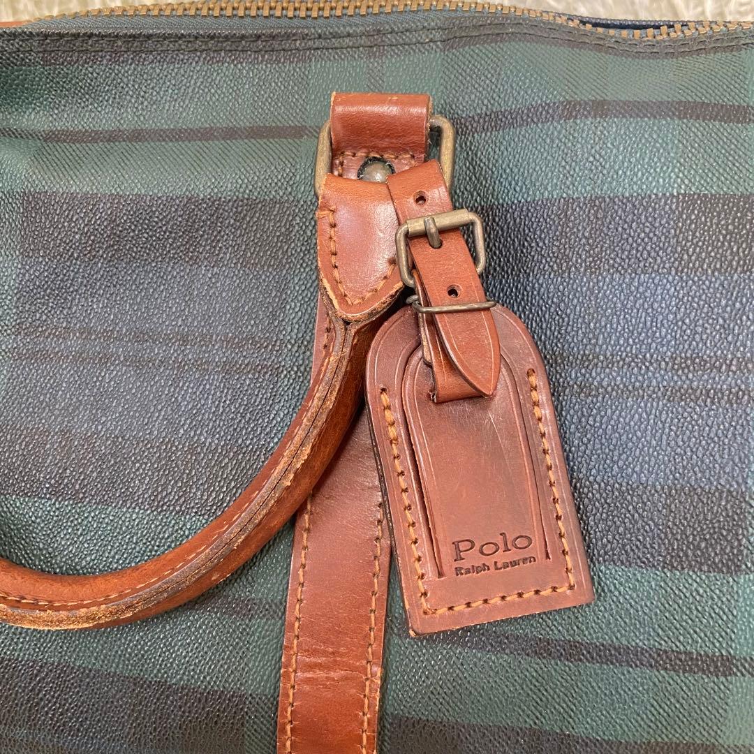 ポロラルフローレン　タータンチェック　2way　ボストンバッグ　グリーン　大容量