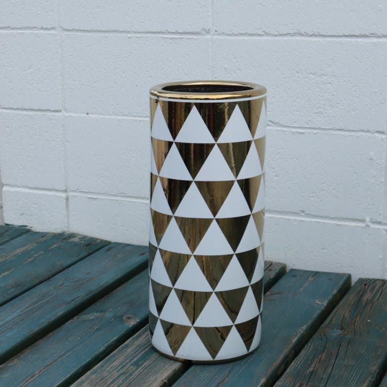 傘立て アンブレラスタンド 陶器製 ホワイト ゴールド モダン アート 02