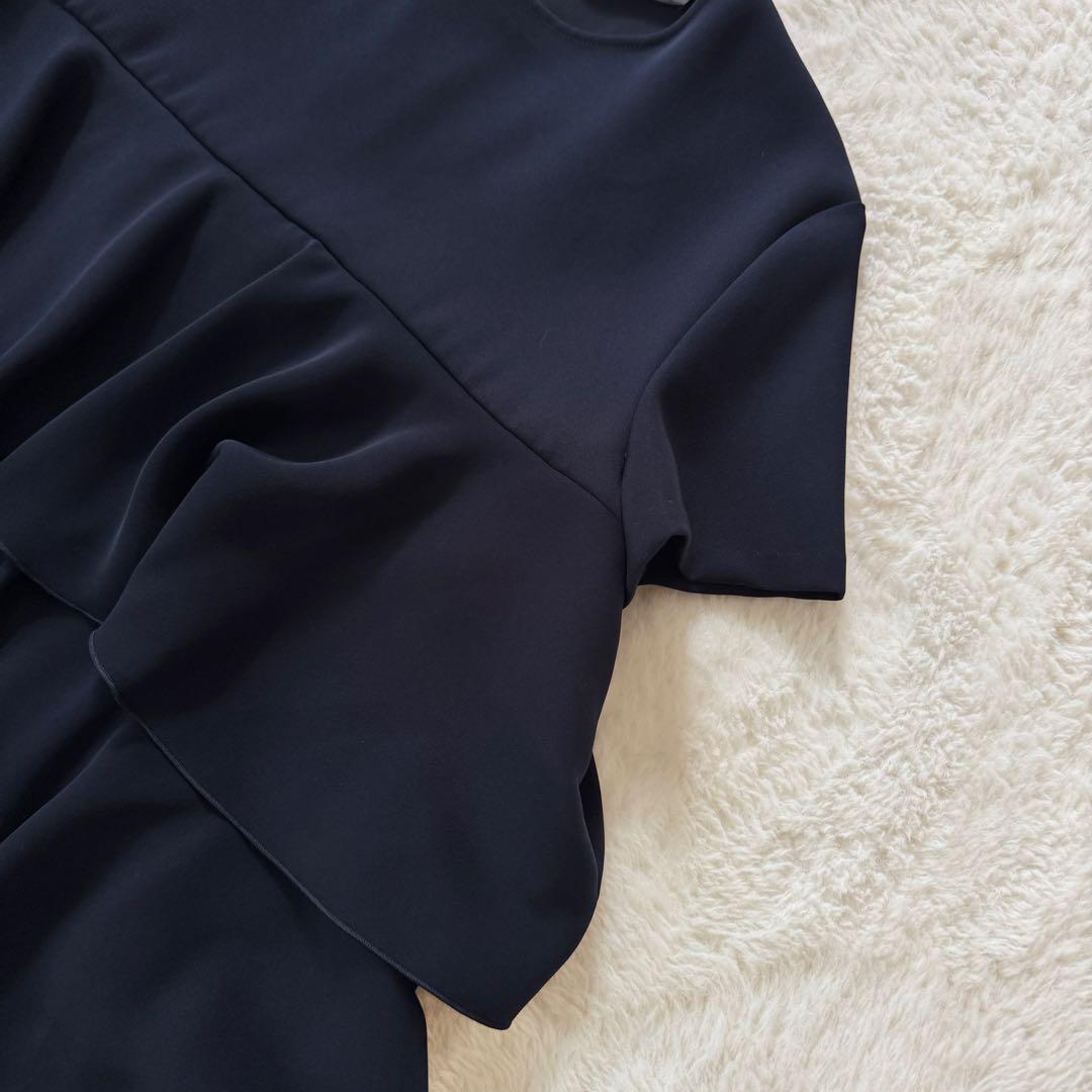 YOKO CHAN ティアードラッフルブラウス バックジップ　ネイビー　40