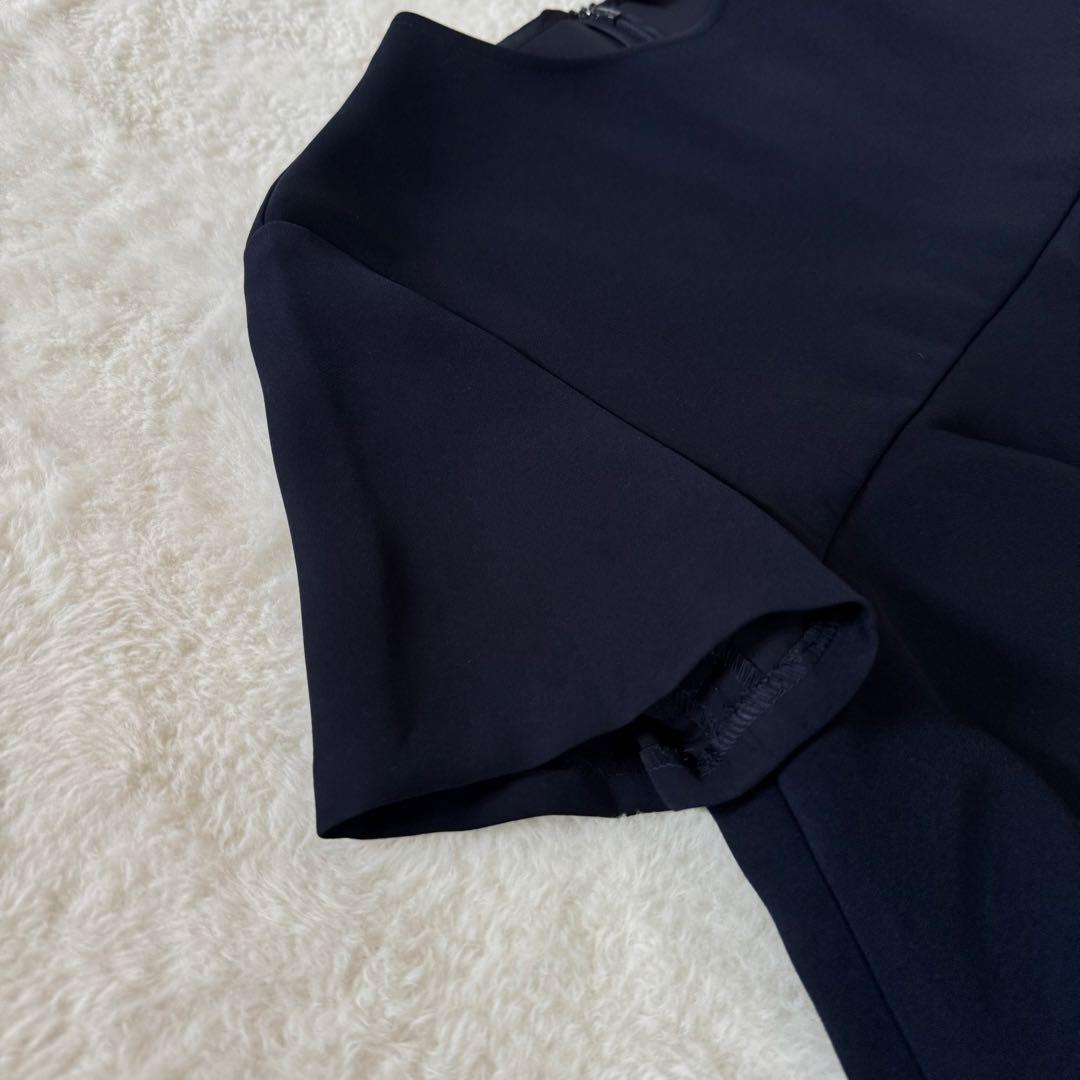 YOKO CHAN ティアードラッフルブラウス バックジップ　ネイビー　40