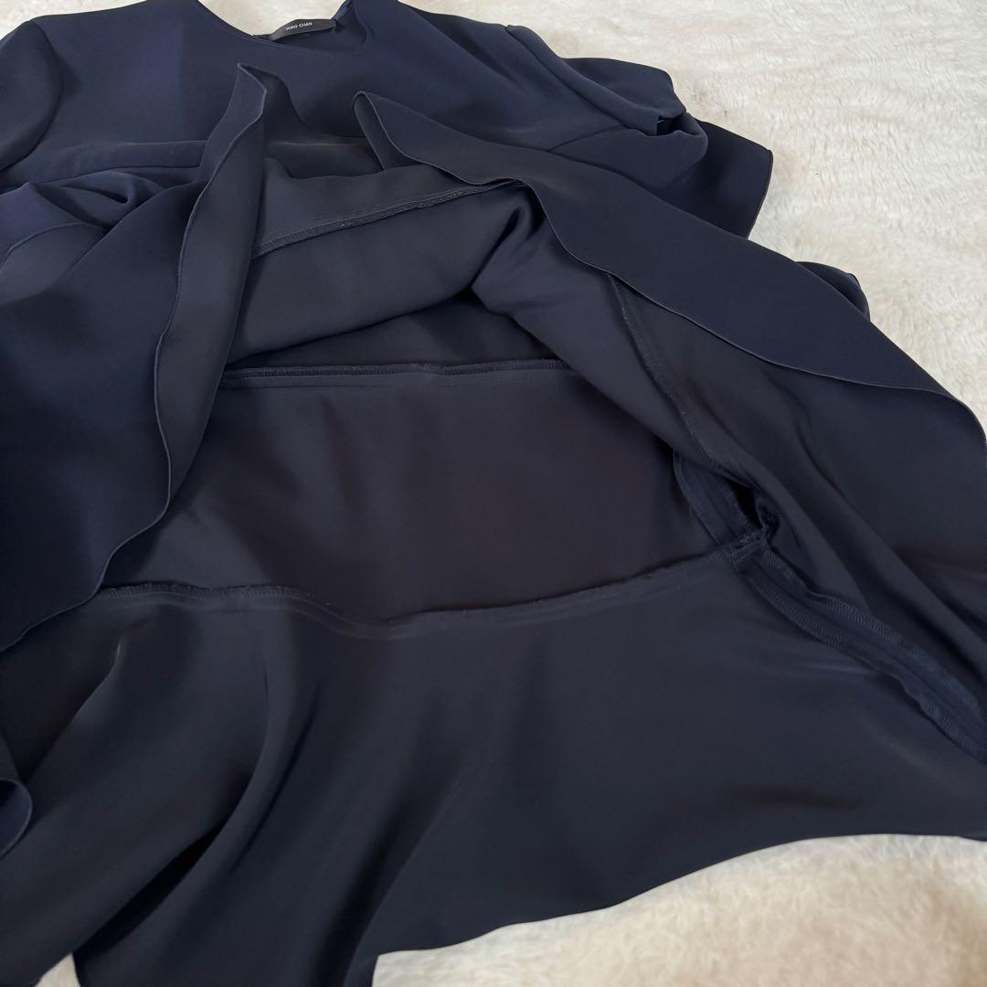 YOKO CHAN ティアードラッフルブラウス バックジップ　ネイビー　40