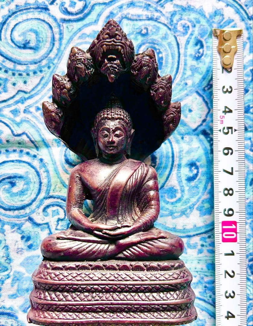 ミラクル起す魂入り仏！タイ国製　チーク木製　克明細工　縦14cmガーナ神と釈尊像