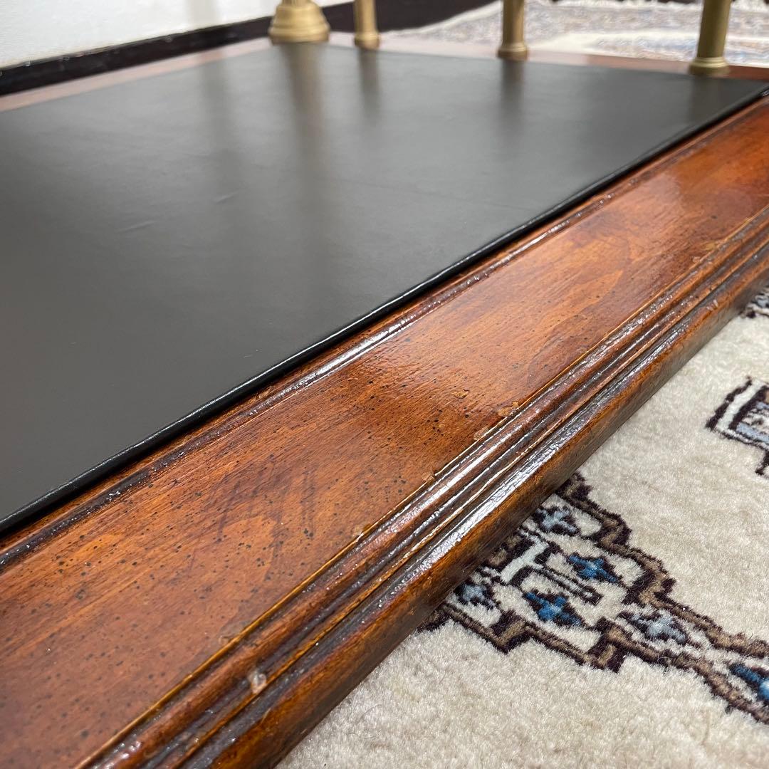 ヴィンテージ センターテーブル リアルレザー張り 額 コーヒーテーブル