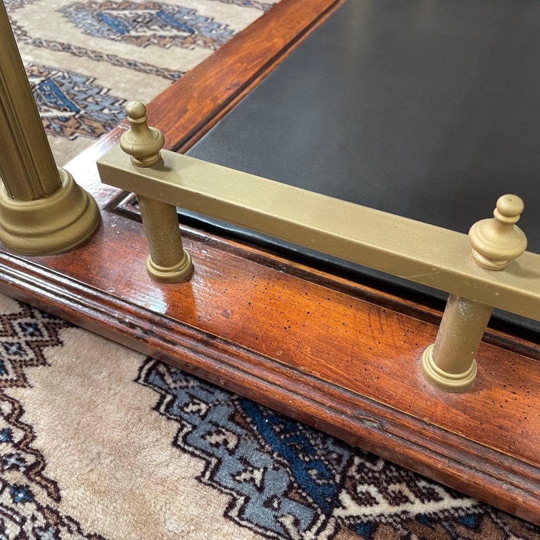 ヴィンテージ センターテーブル リアルレザー張り 額 コーヒーテーブル