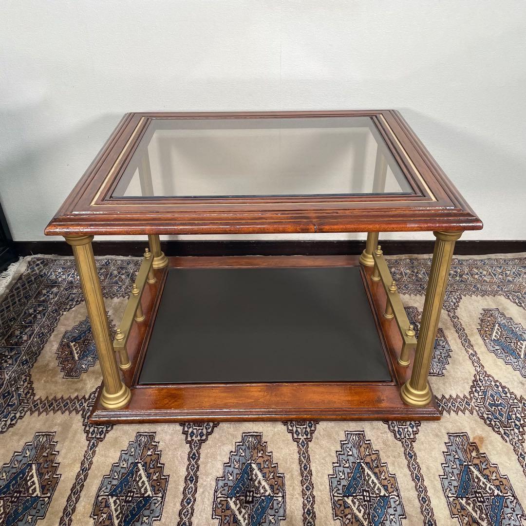 ヴィンテージ センターテーブル リアルレザー張り 額 コーヒーテーブル