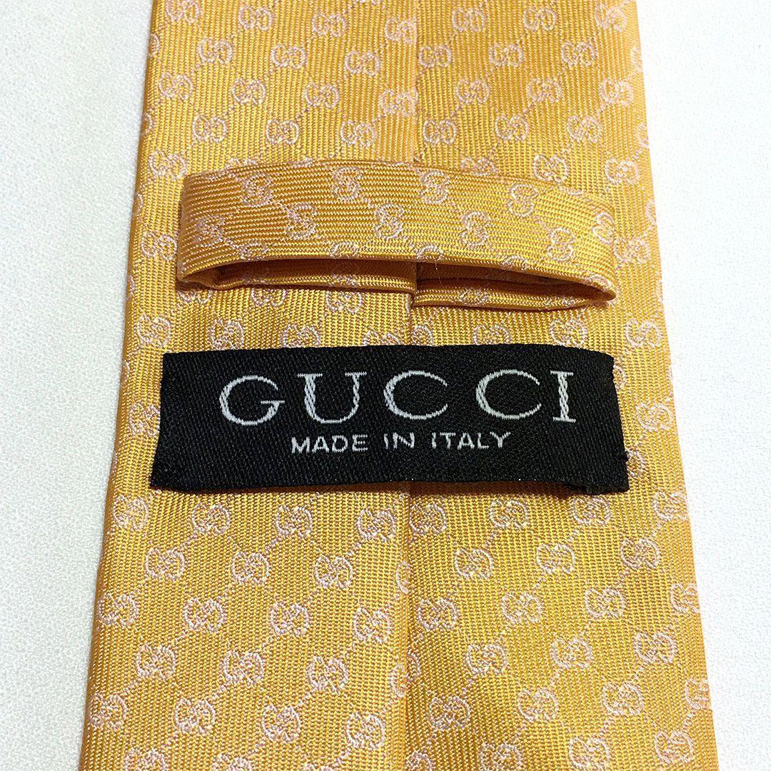 未使用級 グッチ GUCCI ネクタイ オレンジ系 GG柄 総柄 ダブルG