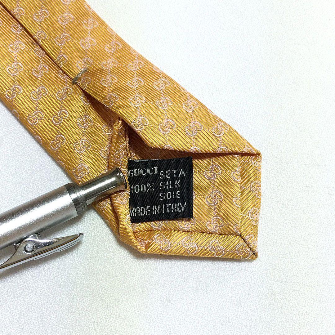 未使用級 グッチ GUCCI ネクタイ オレンジ系 GG柄 総柄 ダブルG