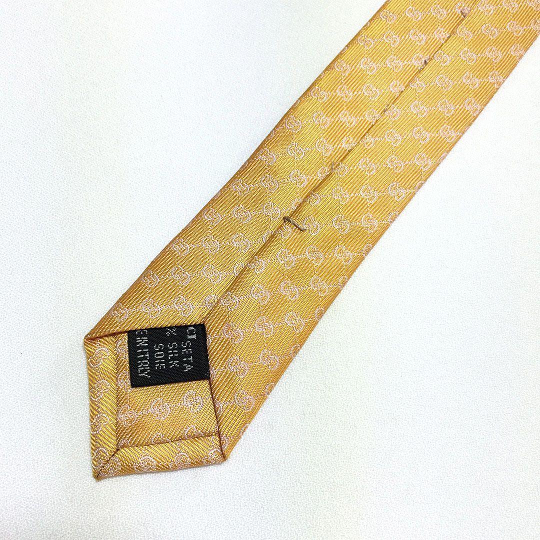 未使用級 グッチ GUCCI ネクタイ オレンジ系 GG柄 総柄 ダブルG