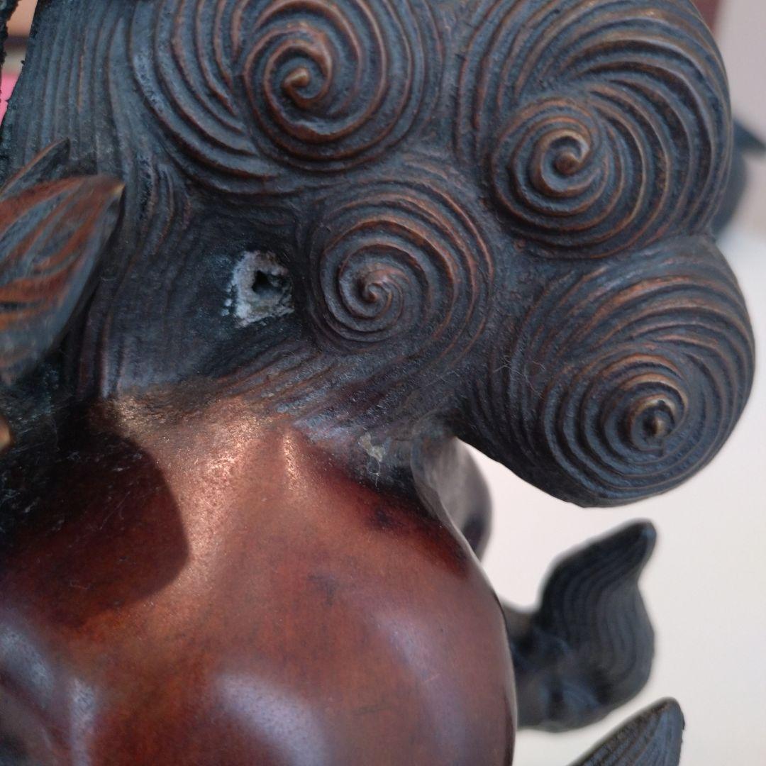 唐銅 金工家 照雲 唐獅子牡丹 銅置物 銅製