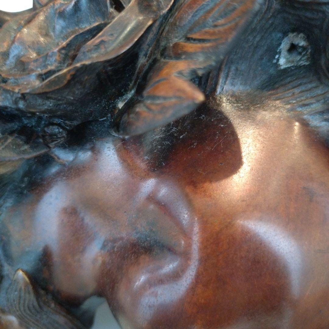 唐銅 金工家 照雲 唐獅子牡丹 銅置物 銅製