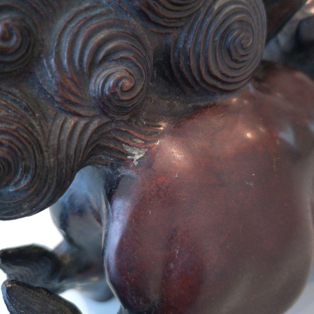 唐銅 金工家 照雲 唐獅子牡丹 銅置物 銅製