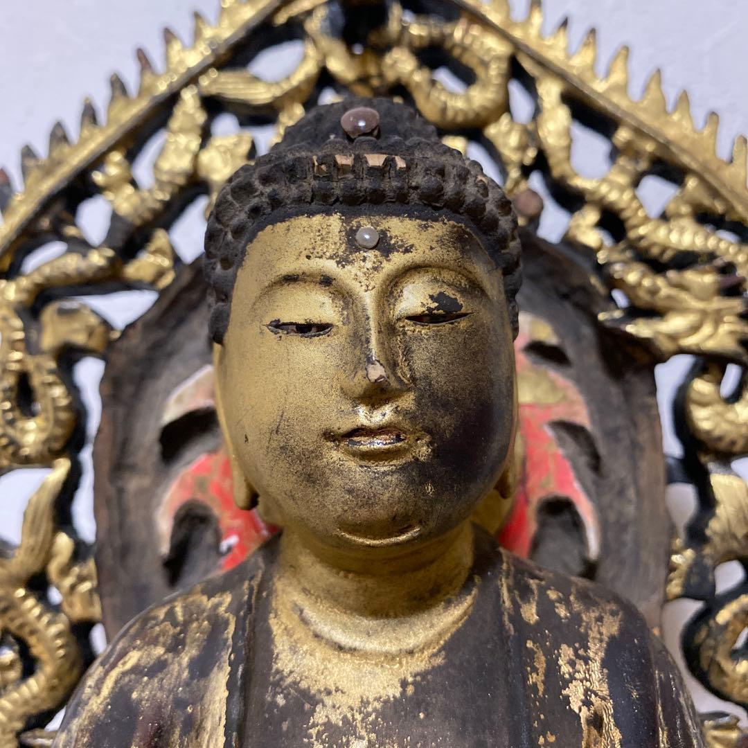 仏教美術 江戸時代 木彫 玉眼 如来像 仏像 高さ約61cm