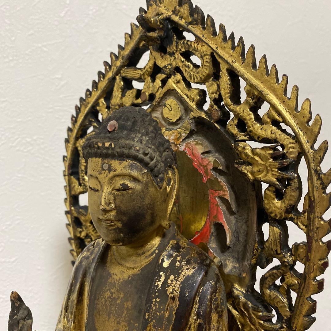 仏教美術 江戸時代 木彫 玉眼 如来像 仏像 高さ約61cm