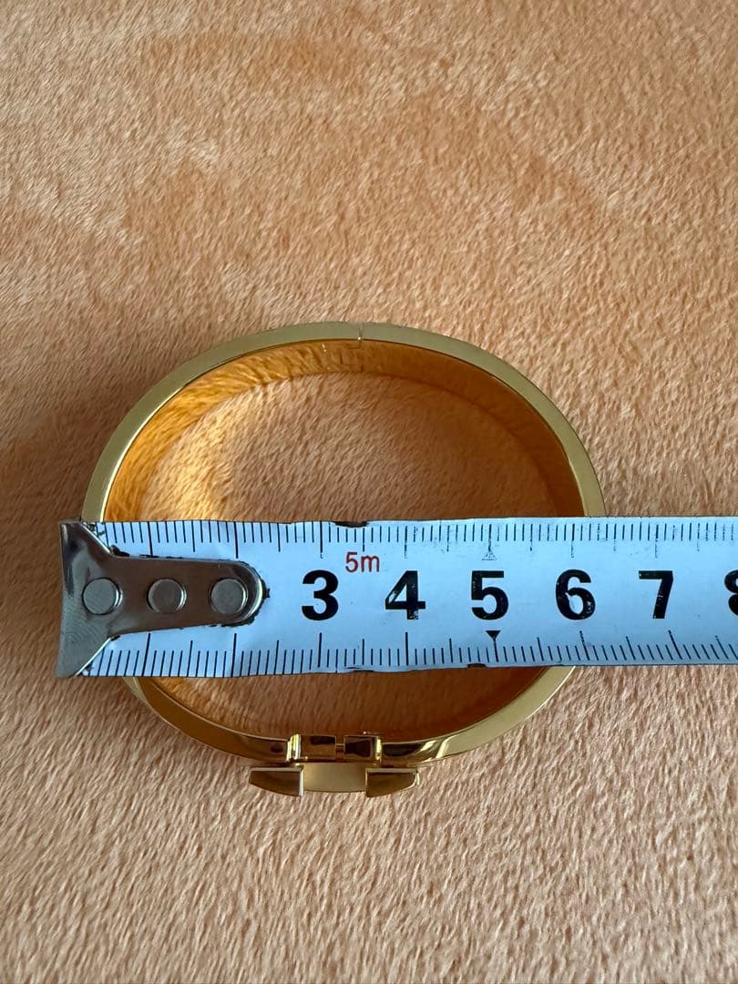 エルメス　ブレスレット　ネイビー金メッキバングル H型 美品