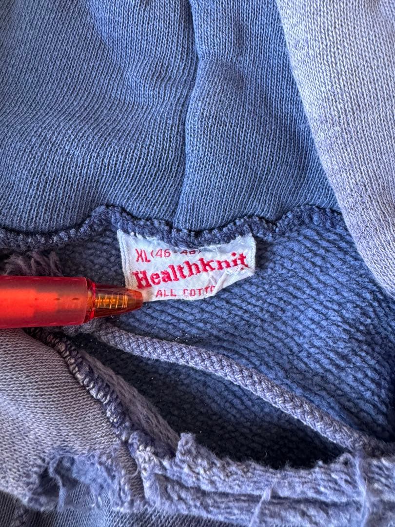 60s Healthknit ネイビー 茄子紺　フェードパーカー　襤褸