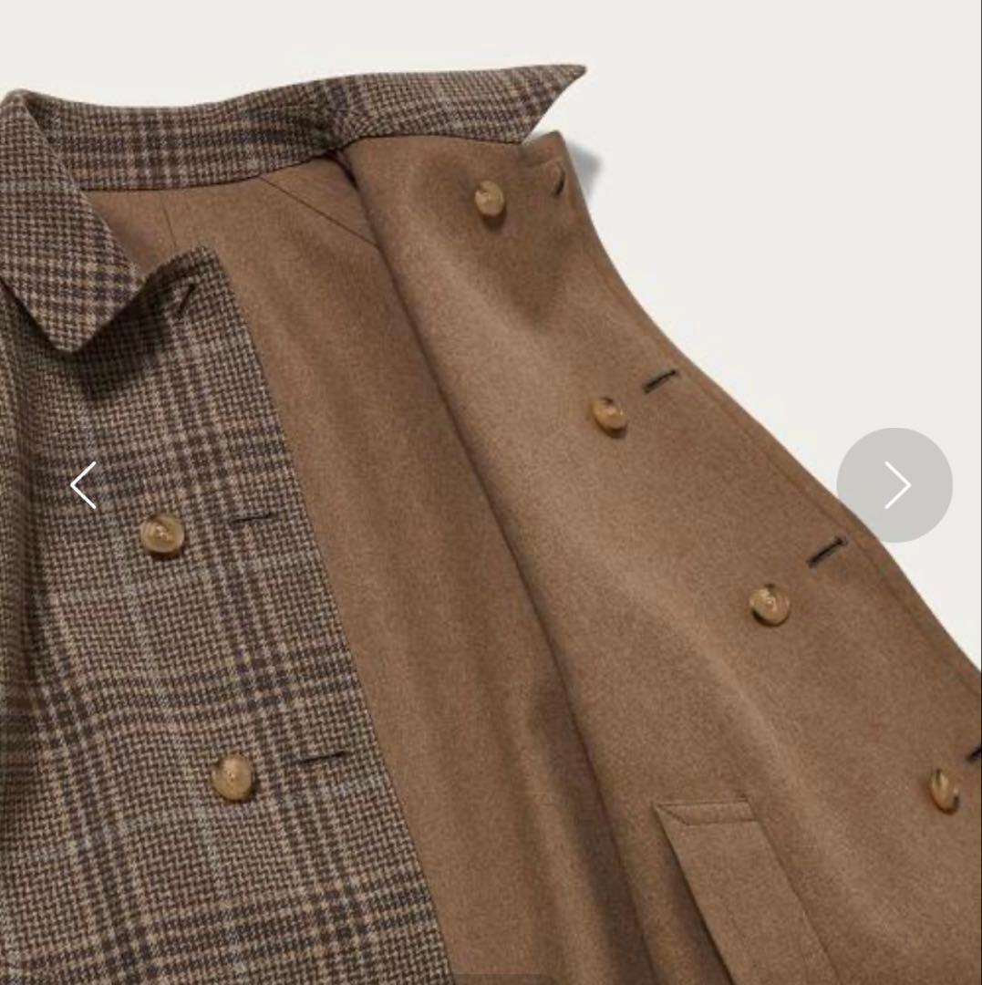 BEAUTY&YOUTHリバーシブルバルカラーステンカラーコート　茶チェックXL