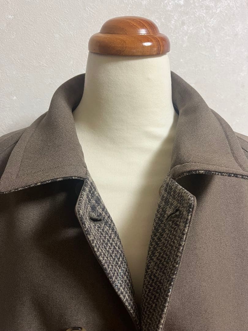 BEAUTY&YOUTHリバーシブルバルカラーステンカラーコート　茶チェックXL