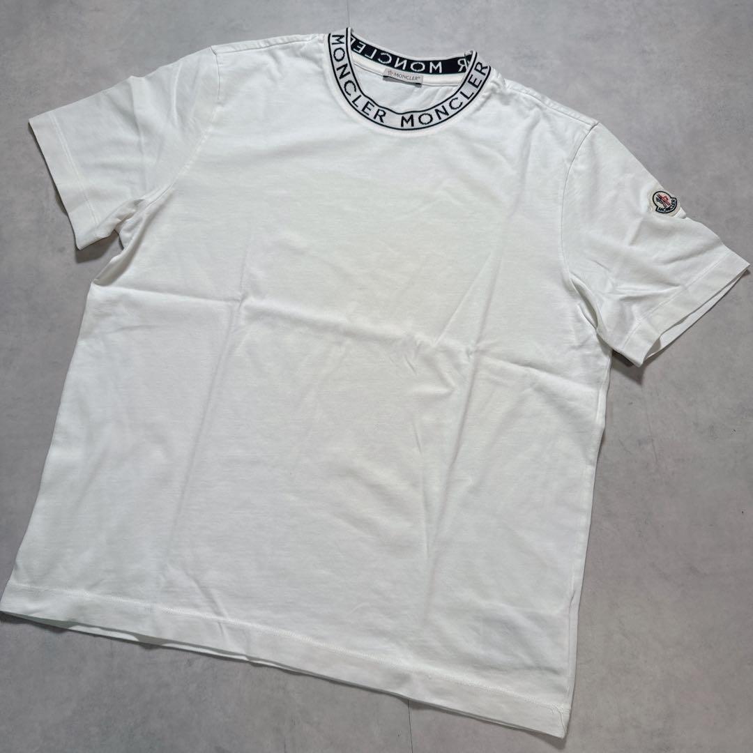 MONCLER モンクレール 半袖 Tシャツ 首ロゴ 袖ワッペン ホワイト S.