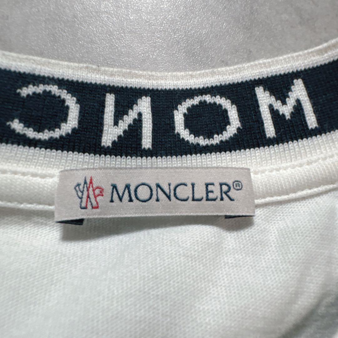 MONCLER モンクレール 半袖 Tシャツ 首ロゴ 袖ワッペン ホワイト S.
