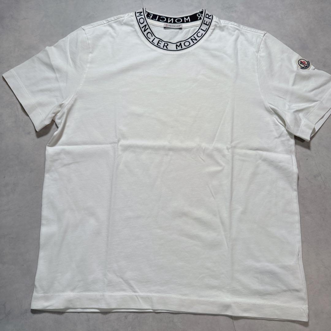 MONCLER モンクレール 半袖 Tシャツ 首ロゴ 袖ワッペン ホワイト S.