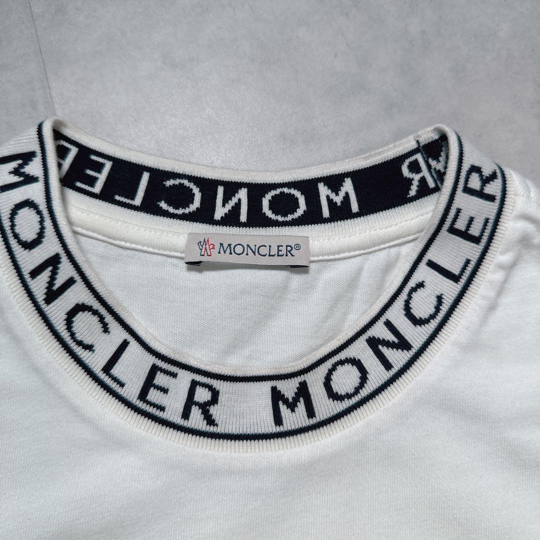 MONCLER モンクレール 半袖 Tシャツ 首ロゴ 袖ワッペン ホワイト S.