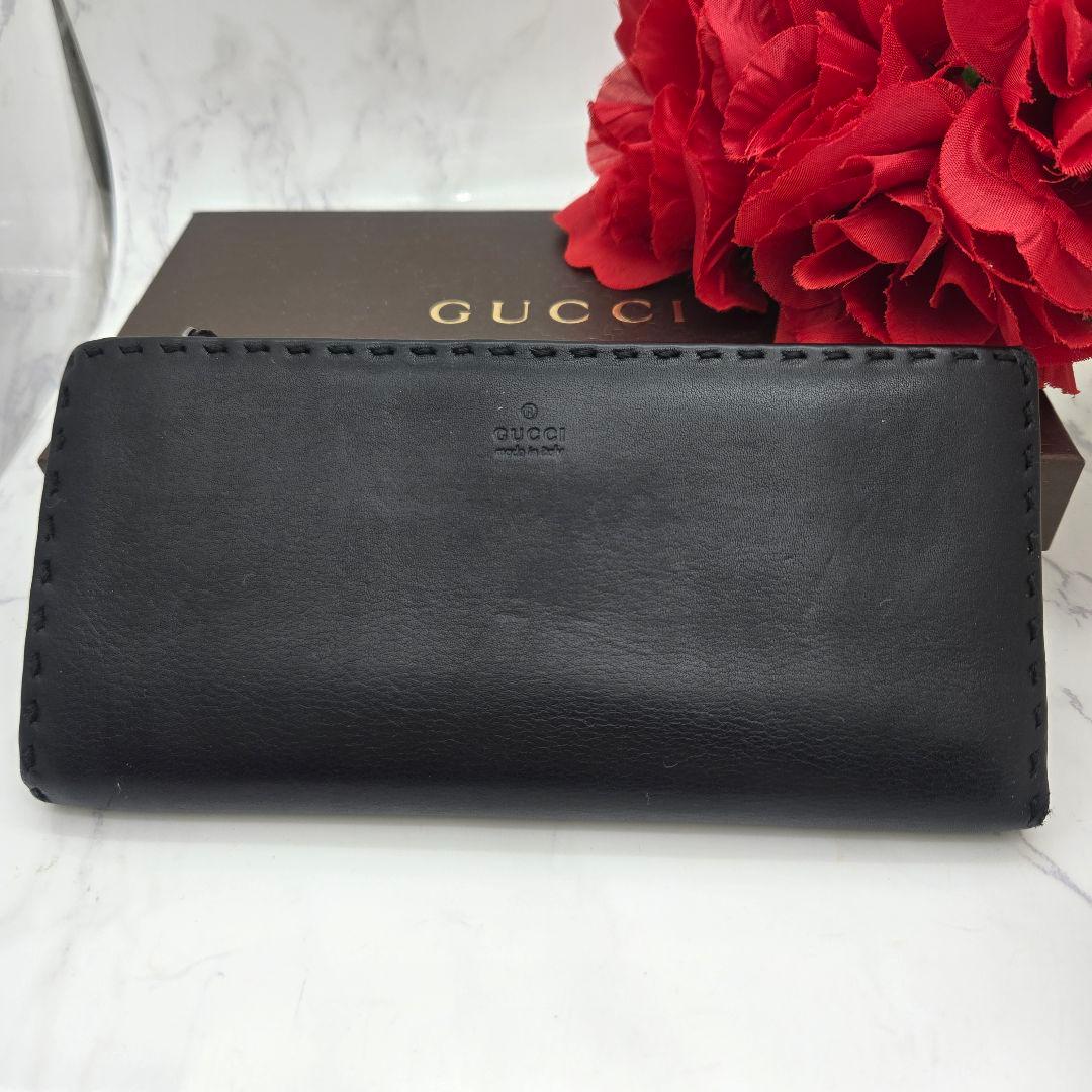 【美品】 GUCCI グッチ 長財布 財布 レザー ブラック 黒 シンプル