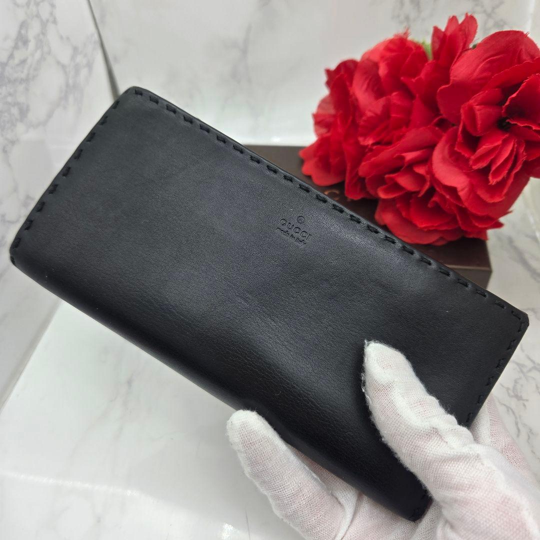 【美品】 GUCCI グッチ 長財布 財布 レザー ブラック 黒 シンプル