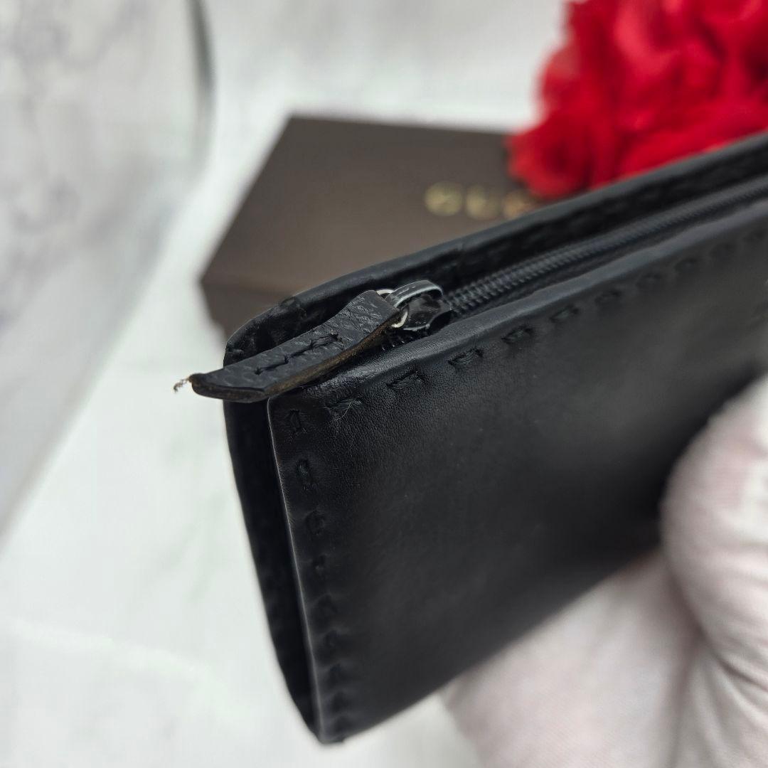 【美品】 GUCCI グッチ 長財布 財布 レザー ブラック 黒 シンプル