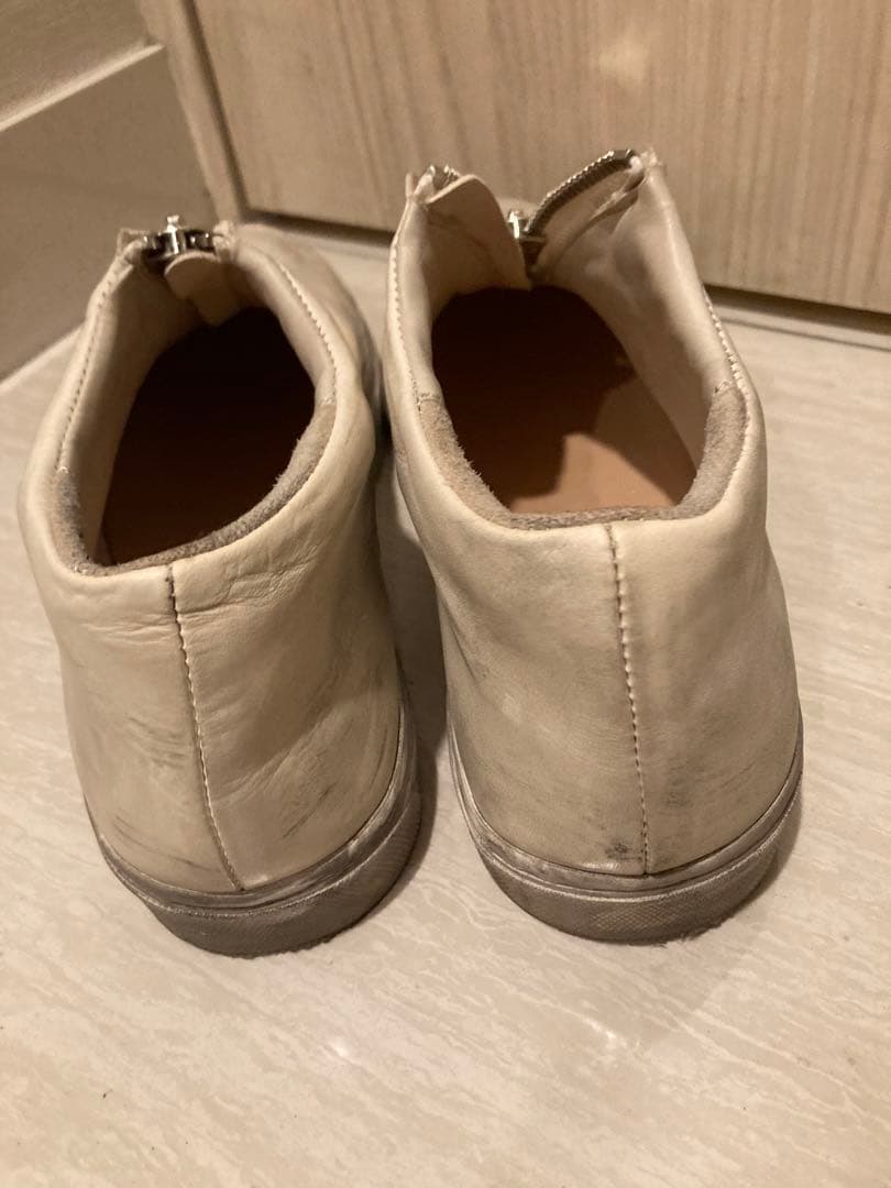 portaille ポルタユ　ホワイトレザー ジッパースニーカー