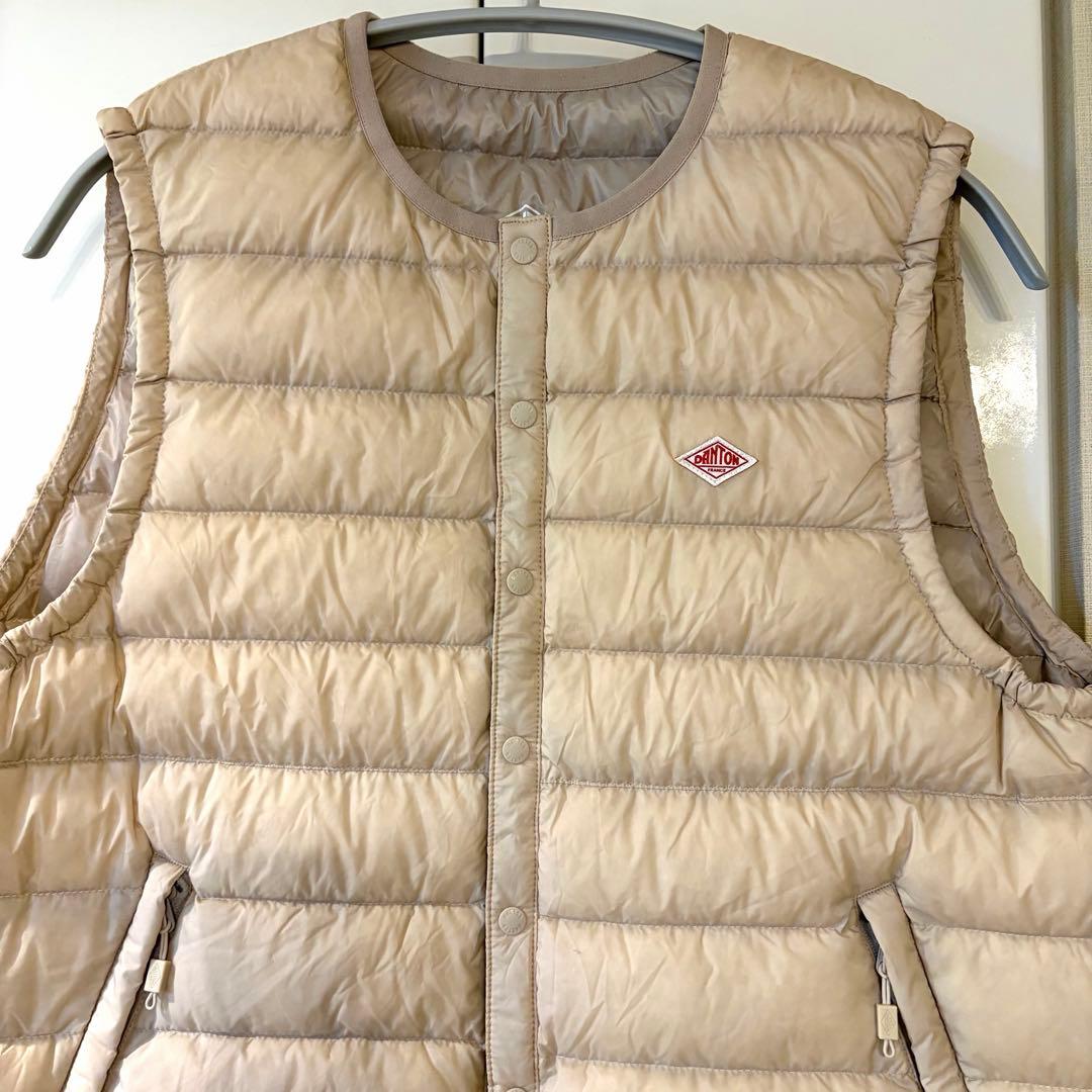 DANTON ダントン インナーダウンベスト ベージュ M 軽量 防寒 綺麗