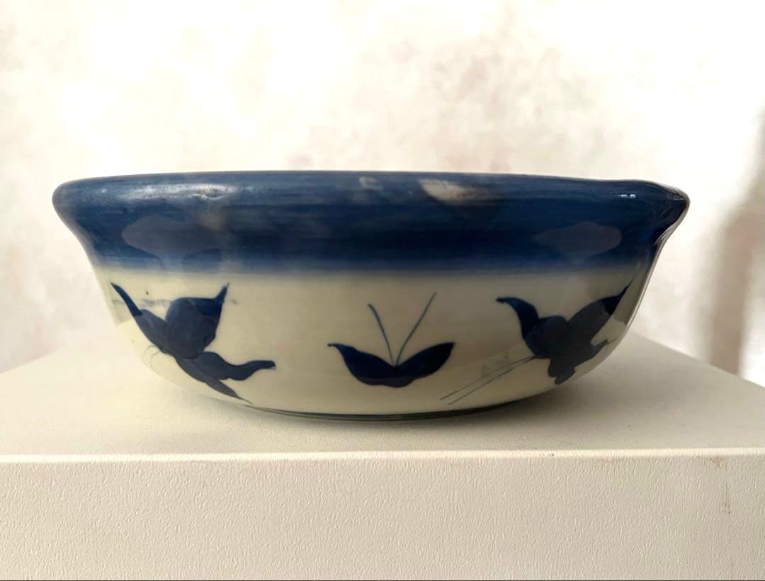 骨董　アンティーク　藍染付　深鉢大皿