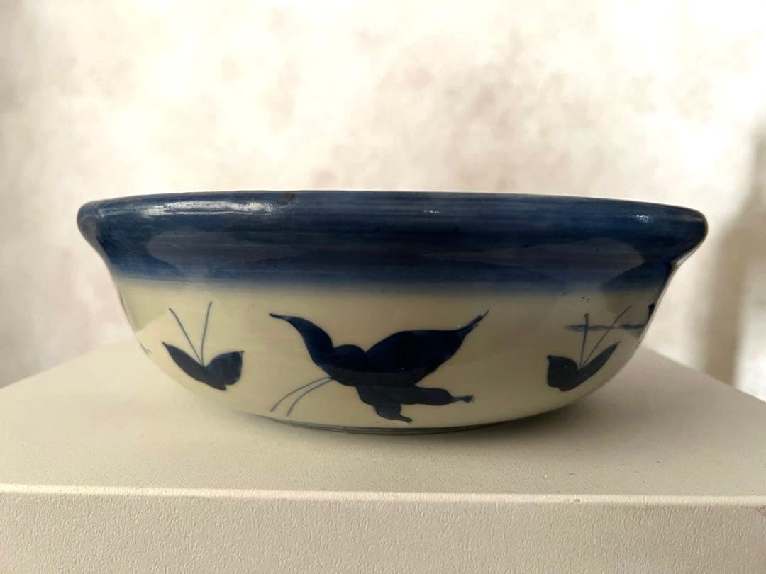 骨董　アンティーク　藍染付　深鉢大皿