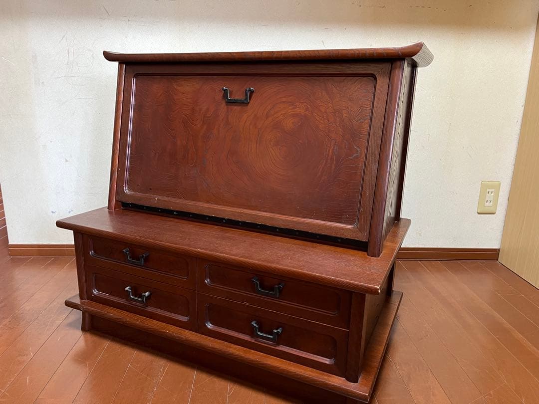 天然木 ケヤキ材 和製ヴィンテージ ライティングビューロー