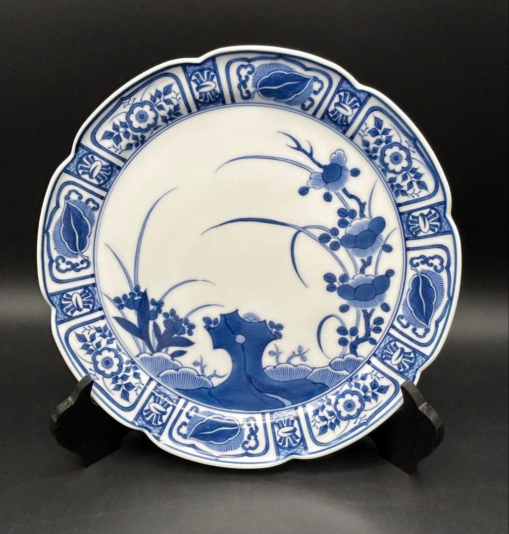 陶器　高級美術　有田焼　其泉窯　賞美堂　大皿　4枚　染付　芙蓉手