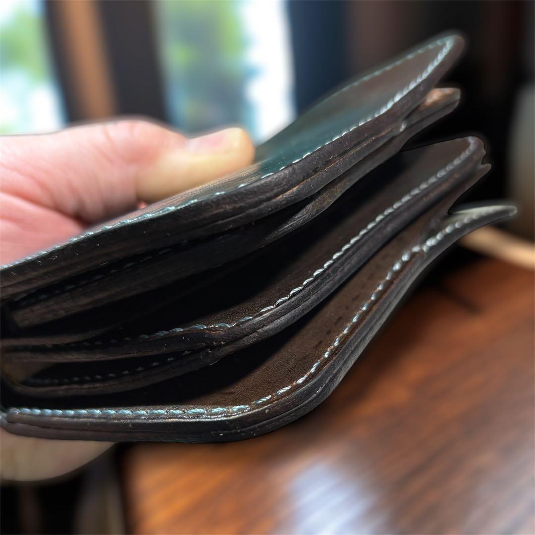 【姫路レザー・手縫い】ミドルウォレット　ショートウォレット　二つ折り財布　革財布