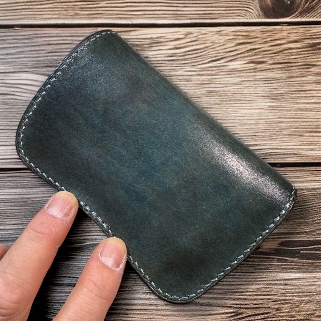 【姫路レザー・手縫い】ミドルウォレット　ショートウォレット　二つ折り財布　革財布