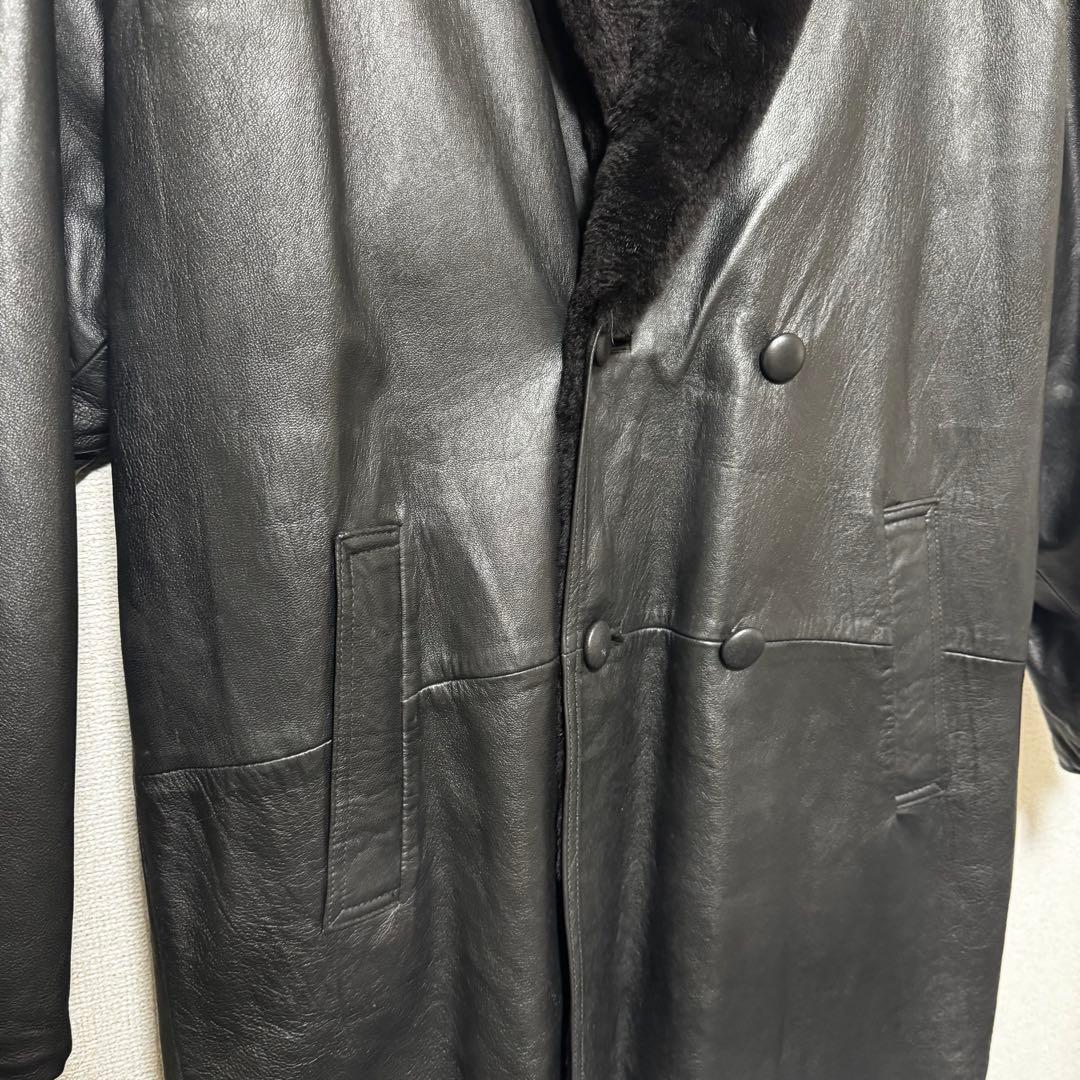 SAGA MINK 本革 ラムレザー ×総毛皮 ファー ロングコートリバーシブル
