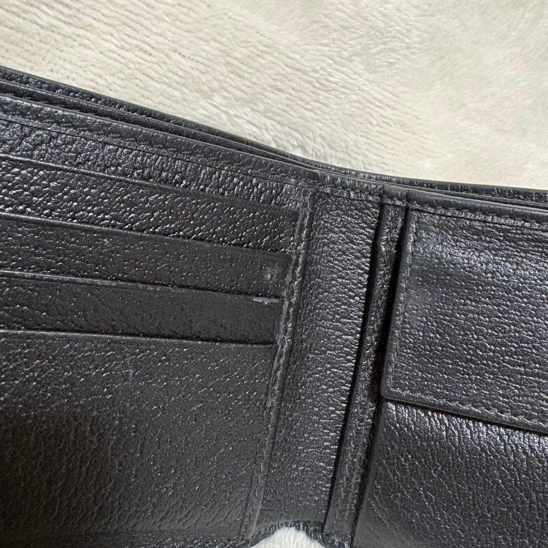 早い者勝ち！美品！GUCCI 二つ折り財布 GGマーモント グッチ レザー 黒