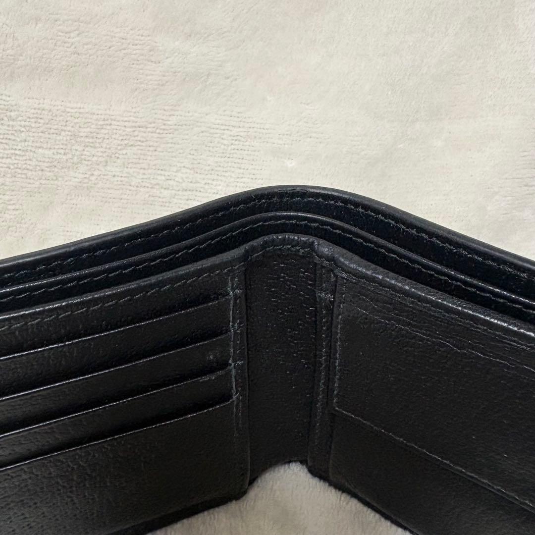 早い者勝ち！美品！GUCCI 二つ折り財布 GGマーモント グッチ レザー 黒
