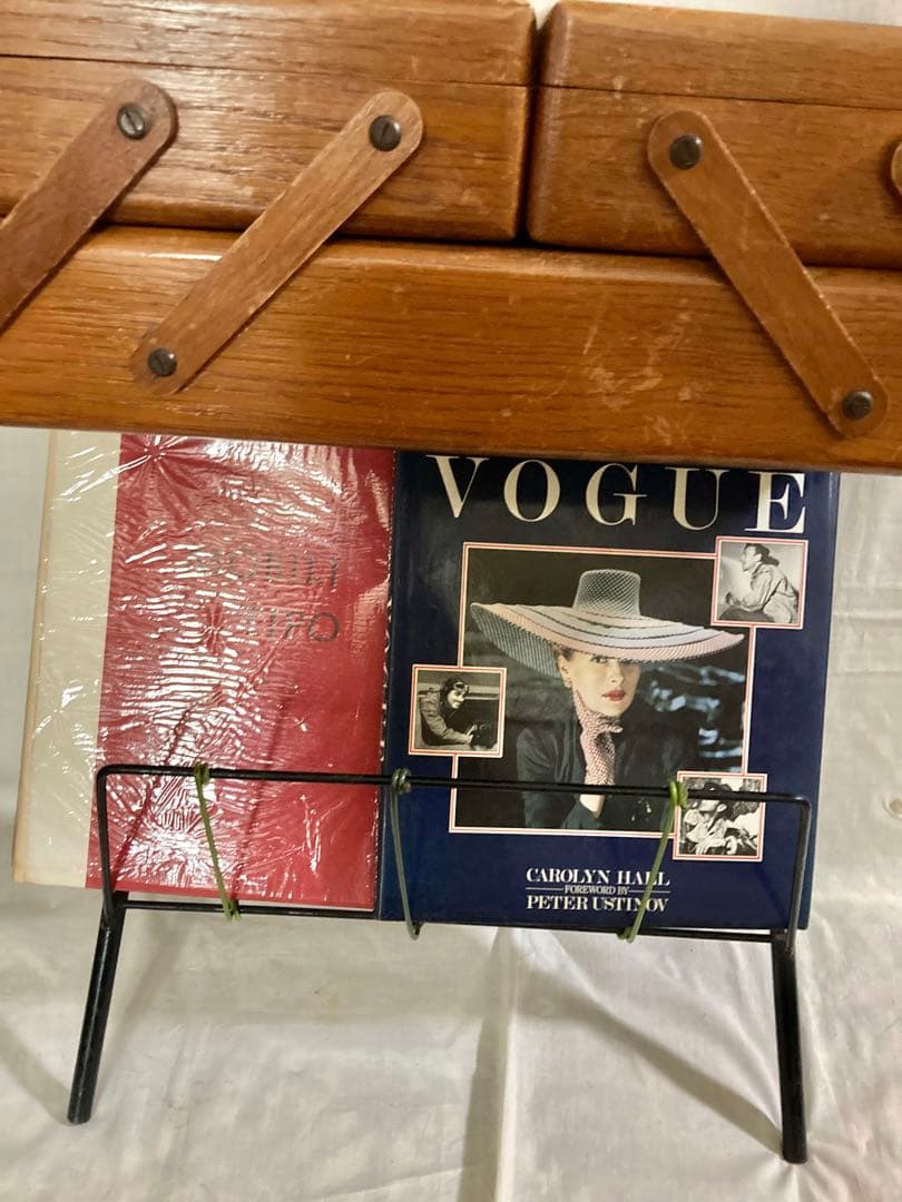 ビンテージ木製ケ-ス&本スタンド(開閉蓋式)