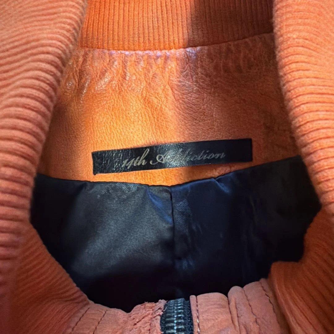 14th addiction レザージャケット　グランジ加工　ダブルジップ