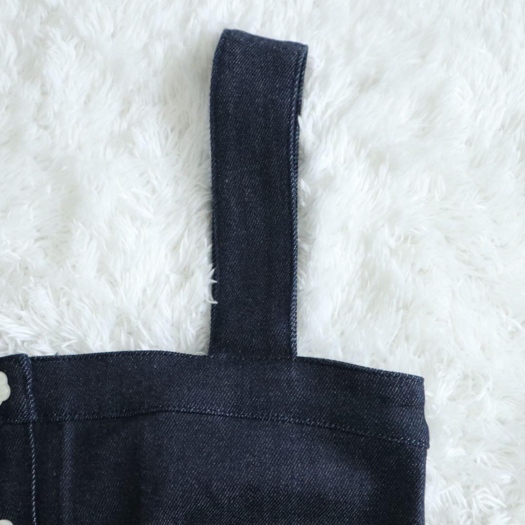 25SS★MEER. デニムオールインワン フラワーボタン インディゴ M