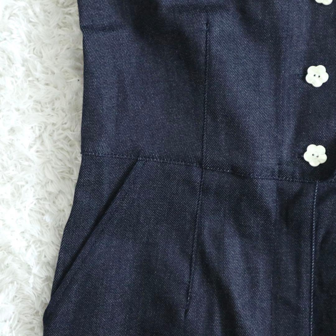 25SS★MEER. デニムオールインワン フラワーボタン インディゴ M